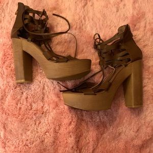 Brown high heel boots